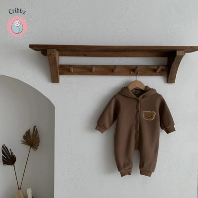 Winter Plush Baby Bear Jumpsuit Romper title=