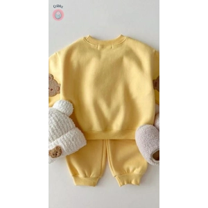 Kids Bear Embroidery Hoodie and Pants Set