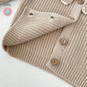 Ruffle Collar Knitted Cardigan for Infants