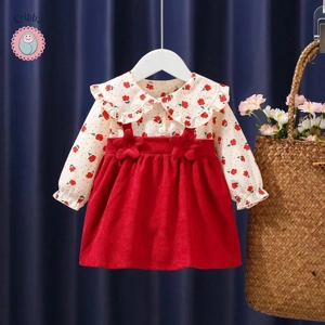 Autumn Newborn Girls Cartoon Flower Dress