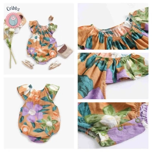 Summer Cotton Baby Girl Bodysuit Set