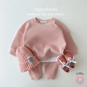 Toddler Waffle Cotton Sweatshirt and Pants Set