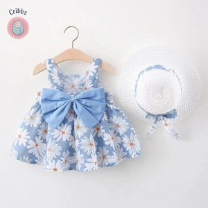 Cute Floral Toddler Dress with Bow Hat