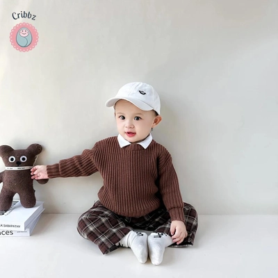 Baby Girls Solid O-Neck Sweater title=