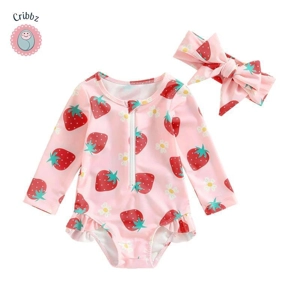 Strawberry Print Toddler Swimsuit Set