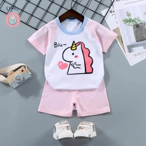 Kids Cartoon Print T-Shirt & Shorts Set
