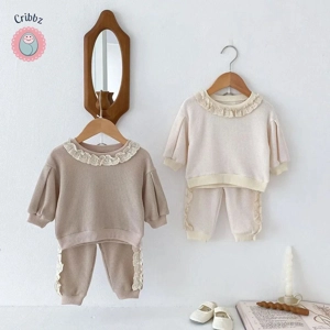 Girls Sweet Lace Hoodie & Trousers Set