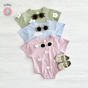 Newborn Summer Romper with Cloud Pattern