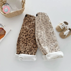 Cozy Floral Fleece Lined Kids Trousers