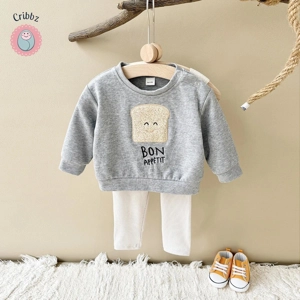 Baby Boys Bread Embroidery Sweatshirt Set