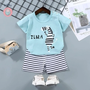Kids Cartoon Print T-Shirt & Shorts Set