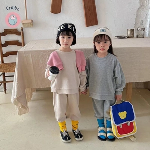 Autumn Casual Kids Waffle Clothing Set