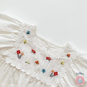 Floral Summer Infant Bodysuit Embroidered