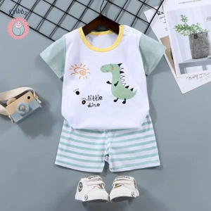 Kids Cartoon Print T-Shirt & Shorts Set