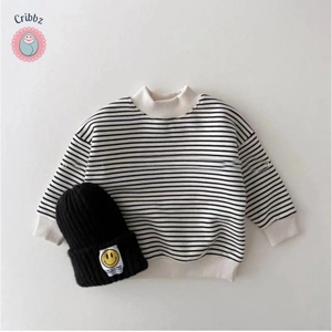 Fleece Lined Striped Baby Hoodies