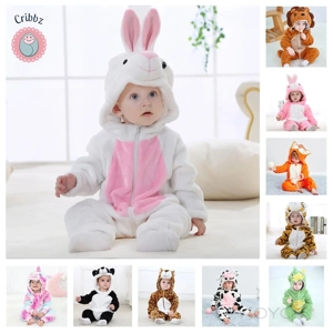 Winter Dinosaur Hooded Baby Jumpsuit