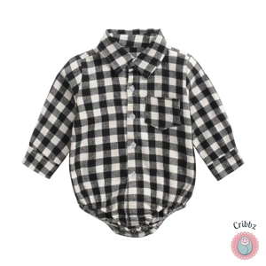 Plaid Long Sleeve Cotton Baby Bodysuit