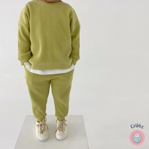Toddler Waffle Cotton Sweatshirt and Pants Set