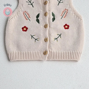 Knit Embroidery Vest for Toddler Girls