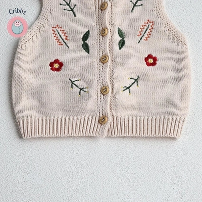 Knit Embroidery Vest for Toddler Girls title=