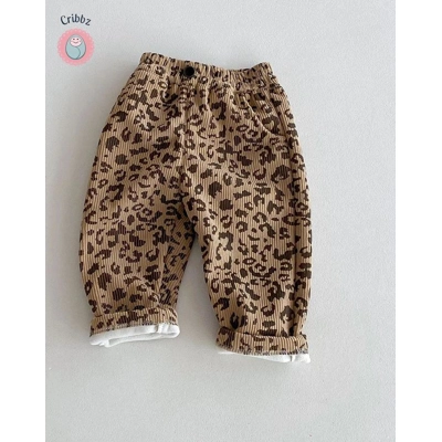 Cozy Floral Fleece Lined Kids Trousers title=