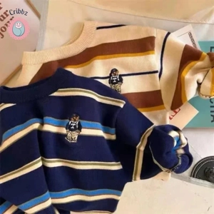 Cribbz Kids Bear Striped Sweater