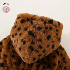 Girls Winter Leopard Hooded Coat Jacket