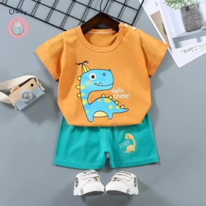 Kids Cartoon Print T-Shirt & Shorts Set