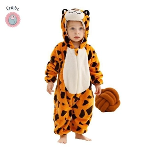 Hooded Flannel Baby Romper Jumpsuit