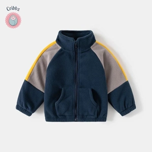 Kids Blue Polar Fleece Color Block Jacket