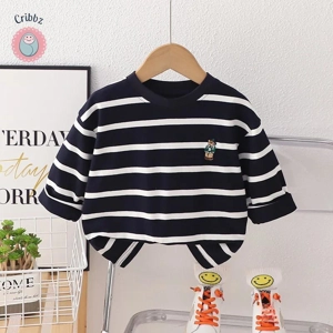 Striped Bear Long Sleeve Baby Tee