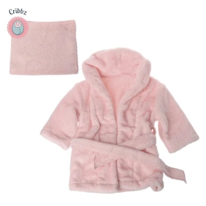 Cute Faux Fur Newborn Bathrobe Set