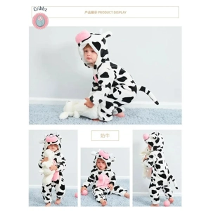 Winter Dinosaur Hooded Baby Jumpsuit