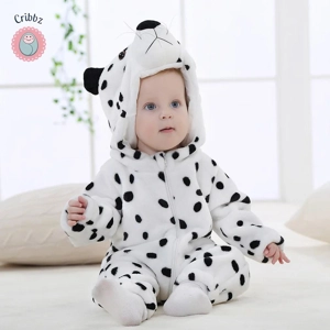 Winter Dinosaur Hooded Baby Jumpsuit