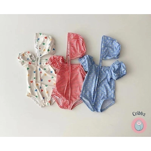 Girls Heart Print One Piece Swimsuit