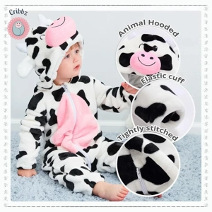 Hooded Flannel Baby Romper Jumpsuit