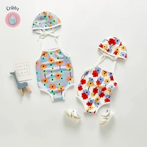 Cute Floral Baby Girl Swimwear Set