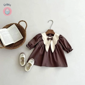Retro Ruffle Bow Knot Dress for Girls