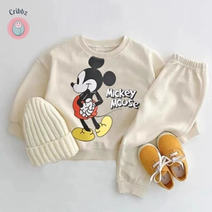 Mickey Mouse Gray Cotton Tracksuit Set