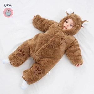 Winter Baby Romper with Ears and Hood