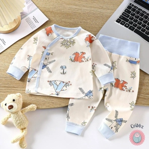 Autumn Cartoon Print Sleepwear Set for Girls