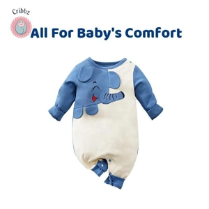 Elephant Print Long Sleeve Baby Romper
