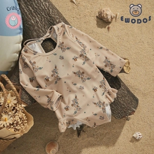 Girls Floral Long Sleeve Swimsuit