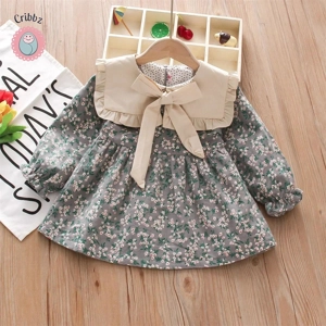Floral Lace Puffy Sleeve Girls Dress