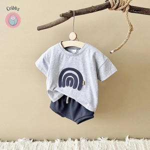 Rainbow Patchwork Baby Boys Summer Outfit