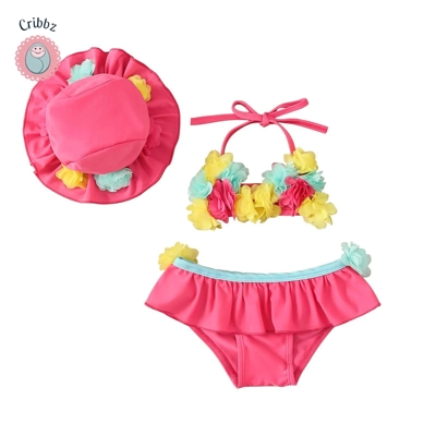Floral Infant Girls Bathing Suit Set title=