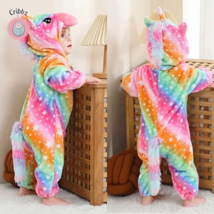 Unicorn Hooded Baby Sleepsuit Winter