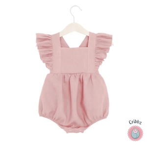 Summer Ruffled Cotton Linen Baby Romper