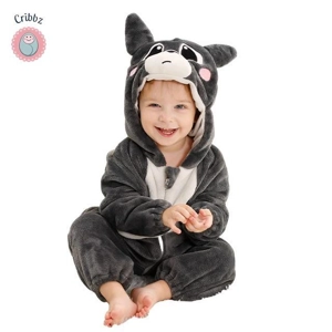 Hooded Flannel Baby Romper Jumpsuit