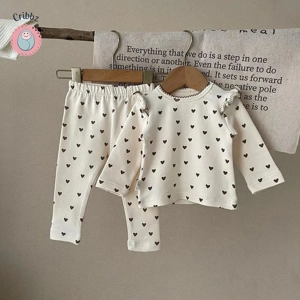 Heart Print Baby Pajama Set for Girls